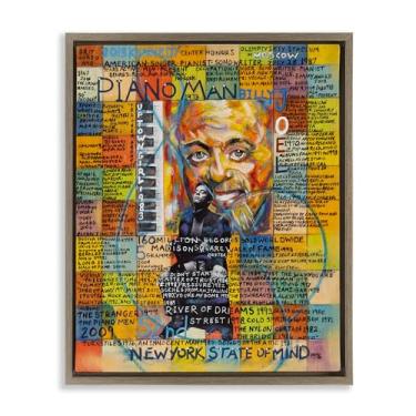 Imagem de Stupell Industries Billy Joel Collage Framed Floater Canvas Wall Art Design por Sabin, Moldura flutuante marrom, 43 x 53 cm