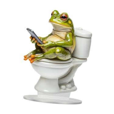 Imagem de WeiLaiKeQi Estatueta de estátua de sapo, figura de mesa, peça central do armário, ornamento de mesa, sinal acrílico animal para festa, lareira externa interna