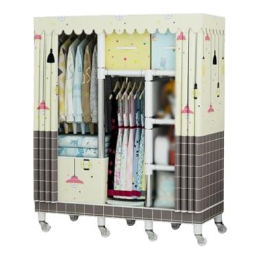 Imagem de Guarda-roupa Armário de guarda-roupa portátil sobre rodas armário de pé grande capacidade armário de armazenamento de roupas móveis organizador de armazenamento armário