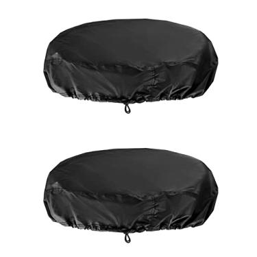 Imagem de QWORK Capa de tambor para barril industrial de 55 galões, pacote com 2 capas de tecido Oxford de nylon de alta densidade com excelente desempenho à prova d'água e cordão ajustável elástico