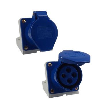 Imagem de Tomada Industrial de Sobrepor / Parede - 220V - Azul 2P+T de 6H - 220Vca - 32A Azul