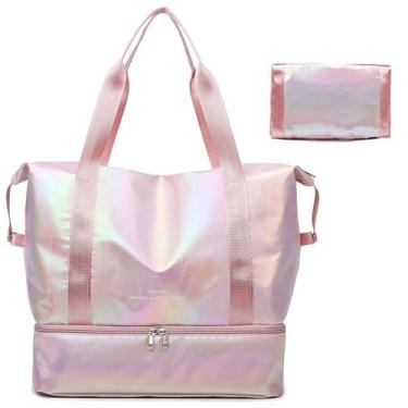 Imagem de ProttyLife Bolsa de viagem dobrável para mulheres, rosa, Large