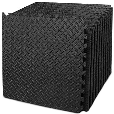 Imagem de BEAUTYOVO Tapete De Exercícios De Quebra-Cabeça Com 12/24/48 Ladrilhos De Espuma Interligados, Ladrilhos De Espuma Eva De 24 '' X 24 '', Tapetes De Piso Protetores Interligados Para Equipamentos De Gi