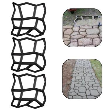 Imagem de Kit 3 Formas Molde p Fabricar Caminho de Jardim Pedra Concreto 43x43x4