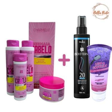 Imagem de Kit desmaia cabelo e liso no chuveiro e liso eterno, hidratação, alinh