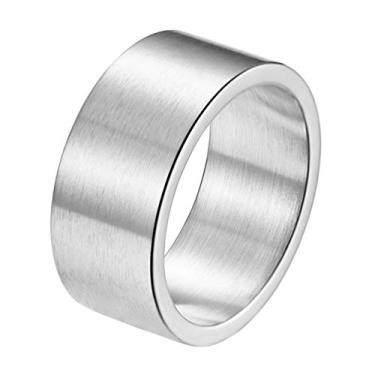 Imagem de INRENG Anel masculino de aço inoxidável 19 mm/10 mm de largura com acabamento fosco e faixa grande e descolada, prateado, dourado, preto