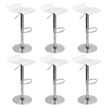 Imagem de Kit 6 Banquetas Toquio Wave Enzo Belo Horizonte Recouro Giratória com Regulagem Branco - Lianto Decor