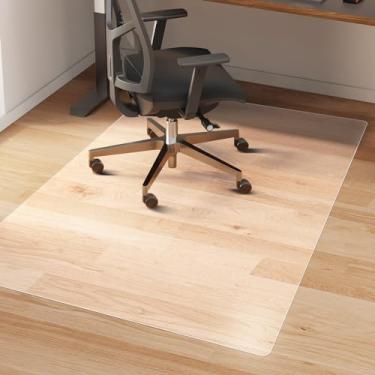 Imagem de QQpony Tapete de cadeira transparente, tapete de cadeira grande de 139,7 cm x 91,4 cm para pisos duros, tapete de área para sala de estar, tapete de vinil impermeável para crianças e animais de