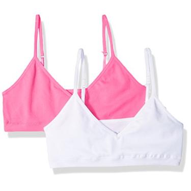 Imagem de Hanes Sutiã sem costura ComfortFlex para meninas, pacote com 2, branco/rosa, G