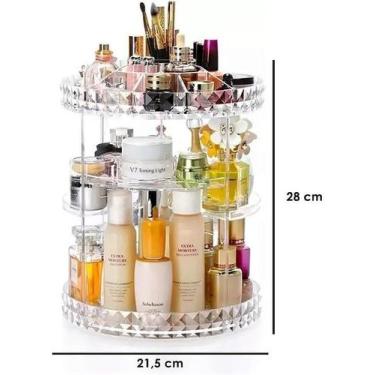 Imagem de Super Organizador De Maquiagem Diamante Acrílico Giratório 360º super 