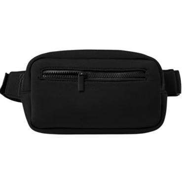 Imagem de Pochete grande de neoprene com bolso frontal com zíper – Bolsa transversal com 3 zíperes | Serve para telefones e carteiras | Cinto esportivo e de viagem para festivais e uso diário | Resistente à