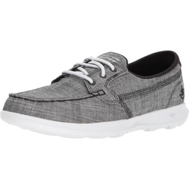 Imagem de Skechers Go Walk Lite - Sapato náutico feminino Isla, Preto/branco, 7.5 Wide