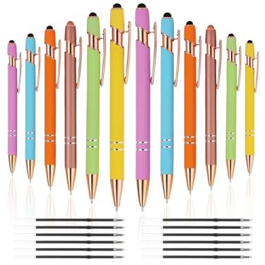 Imagem de 12 PCS 2 in 1 Stylus Ballpoint Pen with Stylus Tip, 1.0 mm Black Ink Metal Pen Stylus Pen for Touch Screens (Rose Gold & Mix3)