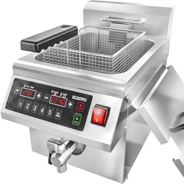 Imagem de EGGKITPO 12.6 Qt Fritadeira Comercial Fritadeira Por Indução Com Temporizador E Drenagem Fritadeira Elétrica Com Cesta E Tampa Fritadeira Grande De Bancada De 12 L Para Uso Doméstico Cozinha Comerci