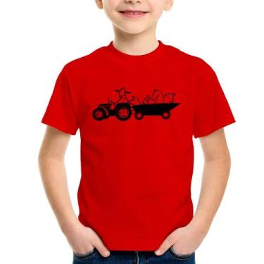 Imagem de Camiseta Infantil Fazendeiro - Foca na Moda, Vermelho, 10