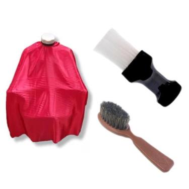 Imagem de Kit Barbeiro Capa De Corte Espanador Escovinha Fade - Leste Capas, Ver