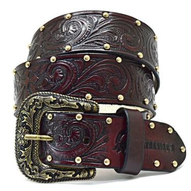 Imagem de Cinto Atrevidu's Country Feminino Estampado Cruz Com Cravo, Bordô, 105
