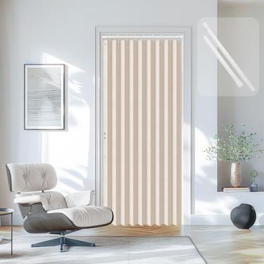 Imagem de AJAZZ Cortinas de armário de porta sanfonada para portas plissadas e dobráveis para armário e divisória de quarto (pacote com 1, 133 L x 78 C, Bege)
