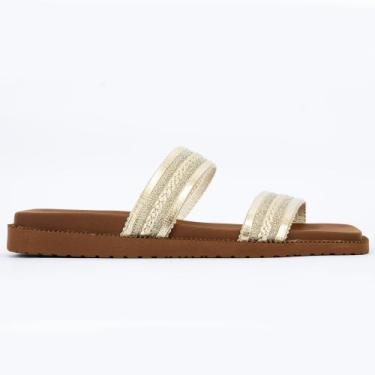 Imagem de Sandália Rasteirinha Feminina Tiras Com Strass Brilhantes - Lala Fashi
