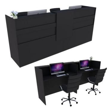 Imagem de Balcão Recepção 249cm Preto - Linha Premium - Modelo 1.1 - Marcenaria 