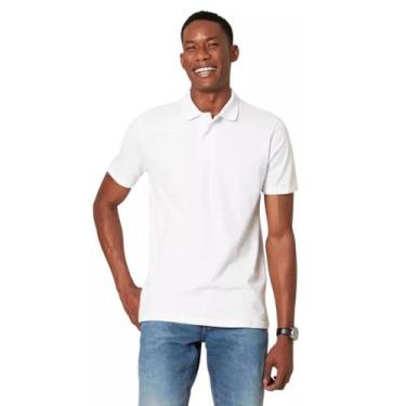 Imagem de Camiseta Polo Masculina Malwee Original Algodão MEIA MALHA, Branco, M