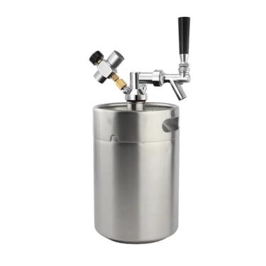 Imagem de Fabricação caseira de cerveja Pressurized Keg System 5L Mini Keg Growler & Beer Faucet & Co2 Regulator Portable Draft Beer Dispenser Acessórios para vinho(Silver)