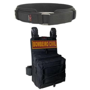 Imagem de Kit Bombeiro Civil Bornal Com Bolso Duplo + Cinto Força Nacional + Pat