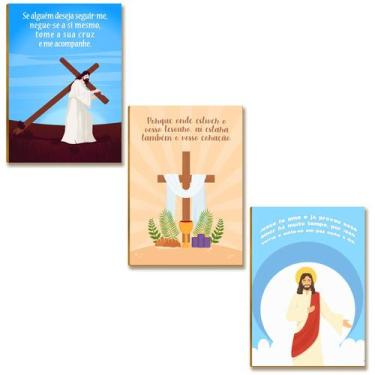 Imagem de Kit 3 Placas MDF Fé E Esperança Frases De Jesus A4 FE13 - MIMO SHOW