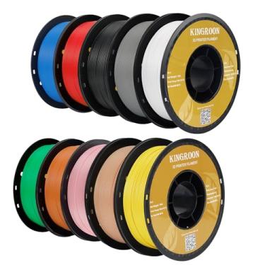 Imagem de Filamento de impressora 3D Kingroon PLA, 10 rolos, precisão dimensional +/- 0,03 mm, carretel de 10 kg (10 kg), 1,75 mm, preto, branco, cinza, vermelho, verde, amarelo, pele, azul celeste, rosa,