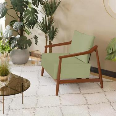 Imagem de Poltrona Decorativa Vita Estofada Boucle Verde Oliva - Imbuia - PRIME 