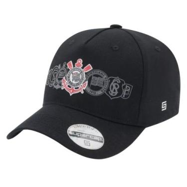 Imagem de Supercap Boné Corinthians Silk Frontal Logo Licenciado , Preto