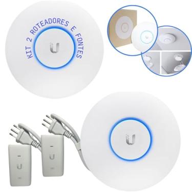 Imagem de Kit 2 Roteadores Access Point Ubiquiti Unifi U6+ Plus + Fonte Poe Kit C 2uni