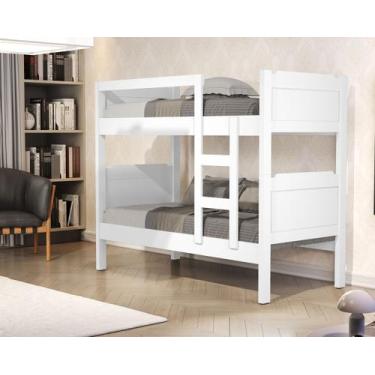 Imagem de Beliche Solteiro Vira Duas Camas Branca 100% MDF Lançamento - Casa Rom