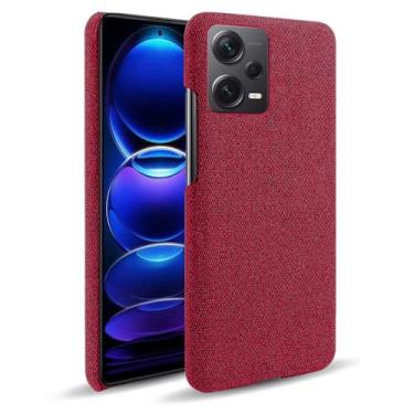 Imagem de Capa para Xiaomi Redmi Note 12 Pro,Capa desenhada em lona,Case Protetora Ultrafina com Empunhadura Macia,Design em Tecido Antichoque e Antiarranhões-Red
