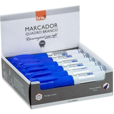 Imagem de Pincel para Quadro Branco Recarregável Azul Caixa com 12 Unidades - BR