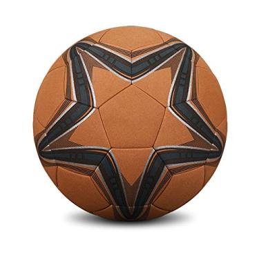 Imagem de Bolas de futebol esportivas tamanho 4 e tamanho 5, tamanho oficial de bola de futebol profissional, interior e exterior, perfeita para jogos ou jogos ao ar livre (marrom, tamanho 4)