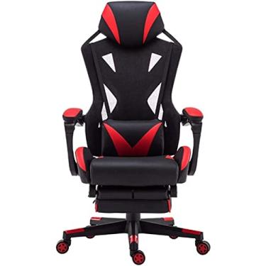 Imagem de Cadeira de jogos, design ergonômico, massagem, cadeira para jogos, braços ajustáveis, cadeira giratória reclinável com apoio para os pés retrátil, malha preta