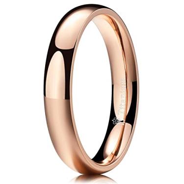 Imagem de THREE KEYS JEWELRY Aliança de casamento de titânio polido básico ouro rosê de 2 mm, 4 mm, 6 mm, para homens e mulheres, ajuste confortável, simples, unissex, Metal não precioso, não conhecido,