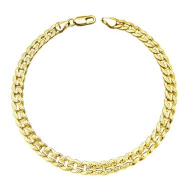 Imagem de BA UNIQUE FASHION Tornozeleira feminina para meninas, tamanho pequeno a grande, 20,3 cm, 23 cm, 25,4 cm, 28 cm, 30,5 cm, corrente côncava texturizada banhada a ouro 14 K - Feito na Coreia, 10 inches,