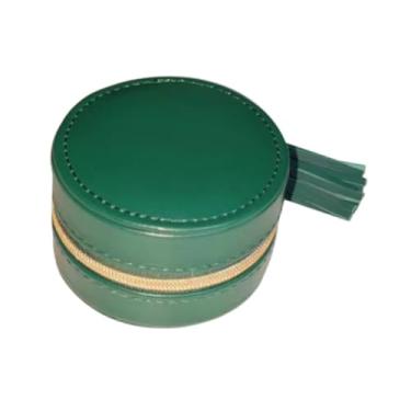 Imagem de Vaveren Caixa de presente de jóias Caixa de jóias Veludo Birthday Gift Round Multifunction Jewelry Organizer Jewelry Case de jóias para engajamento, Verde