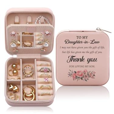 Imagem de CEASQVAA Caixa de joias de sogra, presente de aniversário, Natal, Dia das Mães, presente de casamento para nora, Thank You for Loving My Son Jewelry Case