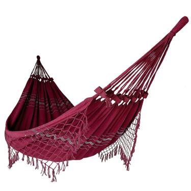 Imagem de Rede de Dormir Casal Balanço de Algodão Reforçada 3,80m x 1,50m Vinho