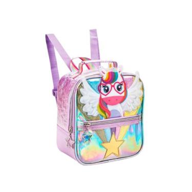 Imagem de Lancheira Térmica Unicórnio Infantil Metalizado Escolar Teen - Denlex,
