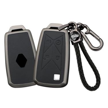 Imagem de HIBEYO Capa Smart Key Fob compatível com caminhonete Renault Camionete Gama Seris T C K Ignição Euro Couro & Liga Chave Acessórios com Chaveiro de Curo-B Chaveiro Preto