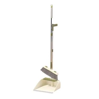 Imagem de SUREK Conjunto moderno de vassoura e pá de lixo para casa com cabo longo, autolimpante, com dentes de pá de lixo, conveniente