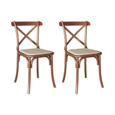 Imagem de Kit 2 Cadeiras Katrina Premium Aço Cobre Assento Bege