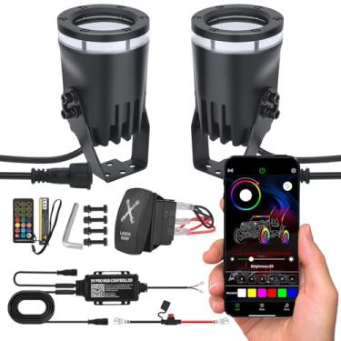 Imagem de Chelhead Kit De Luzes Chicote A Laser, Aplicativo E Controle Remoto, Chicotes Sem Em Espiral Rgb Com Fiação Interruptor Basculante Compatível Utv Atv Polaris Rzr Can-Am Sxs Truck, 2 Infinitas