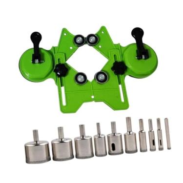 Imagem de Generic Ferramenta de posição de lixo de gabarito de bits holesanha fácil de usar o localizador de center ccening bit portátil para vidro de cerâmica, Verde, Ventosa Dupla