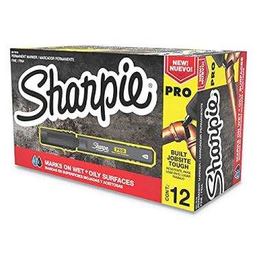 Imagem de Sharpie Marcador permanente profissional, ponta fina, preto, 12 unidades (2017818)