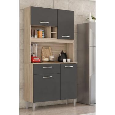 Imagem de Kit Cozinha Malta com Nicho Adega 4 Portas 1 Gaveta - Avena Touch/Grafito Demóbile 